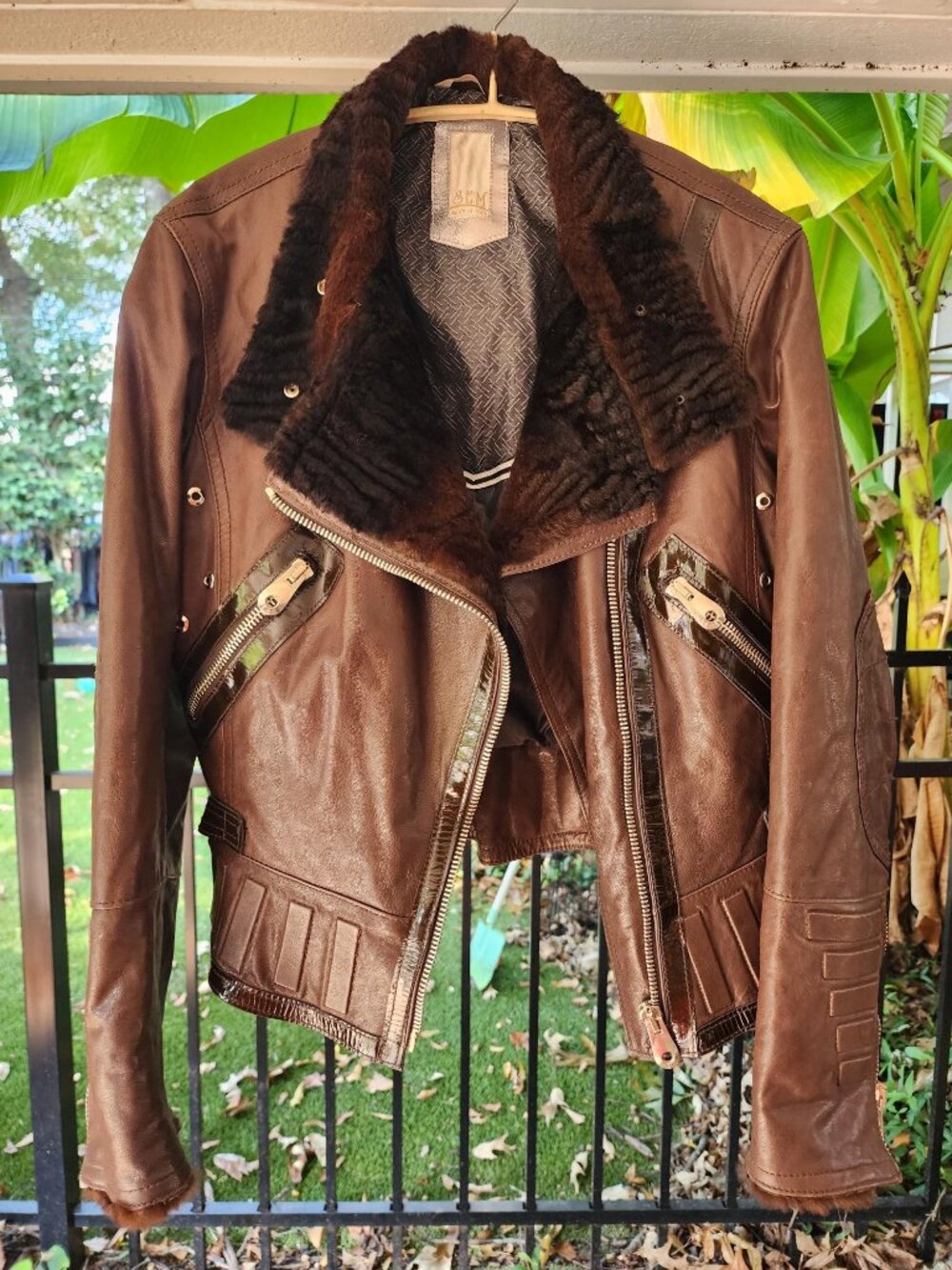 Brown Leather Biker jacket from the Italian brand SEM